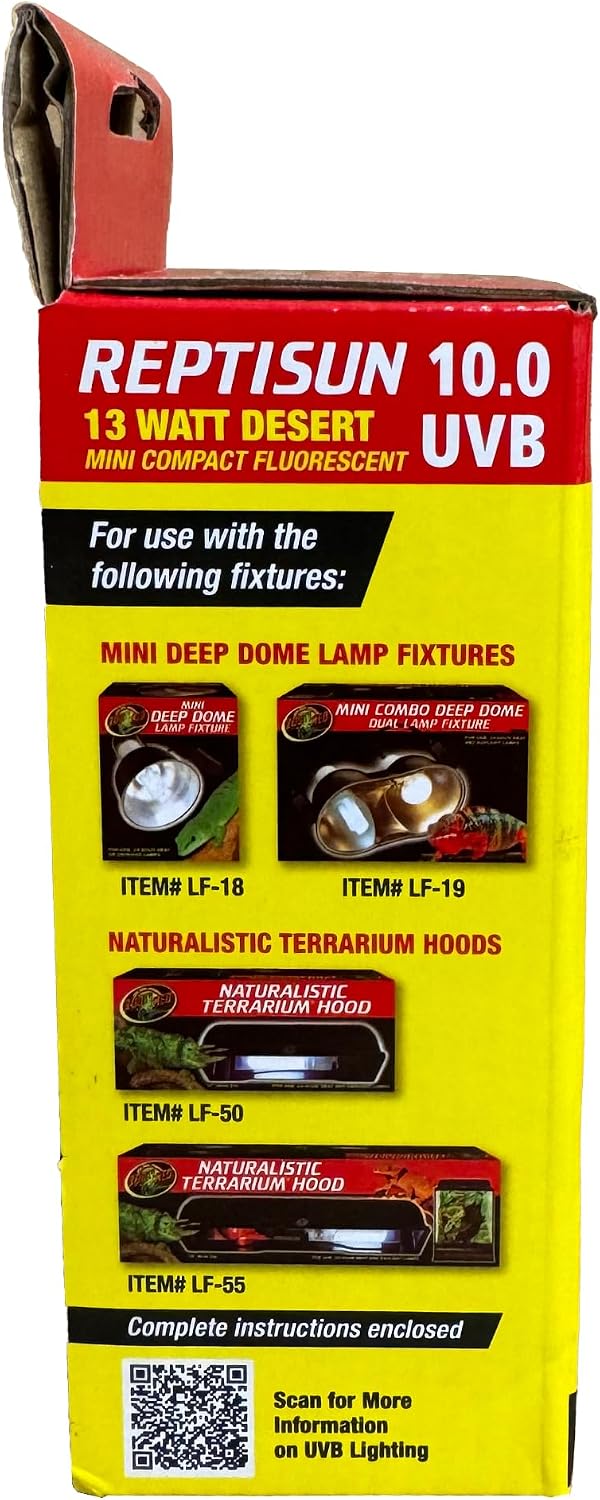 Zoo Med Reptisun 10.0 Uvb Mini Compact Fluorescent 13 Watt, Pack of 2