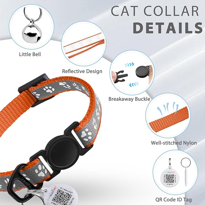 Cat Collar Breakaway with QR Code Name Tag, Reflective Kitten Collars with Bell - Image 7