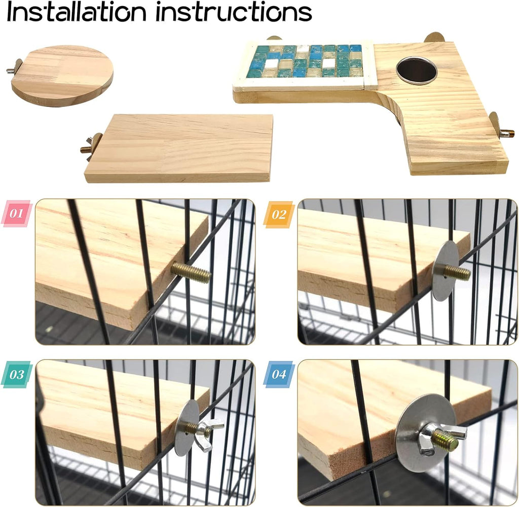 BNOSDM Hamster Cage Platform Wooden Chinchilla Ledges and Platforms 7Pcs