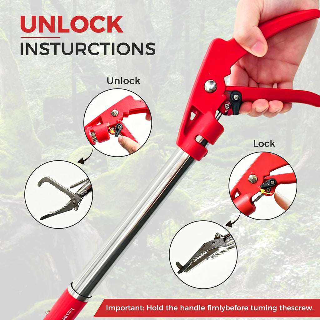 Snake Grabber Tool，50'' Folding Snake Grabber Tongs, 72'' Detachable Stainless Steel Snake Catching Net, Corrosion Resistance High Load Capacity Easy to Clean Maintain for Outdoor Snake Catching
