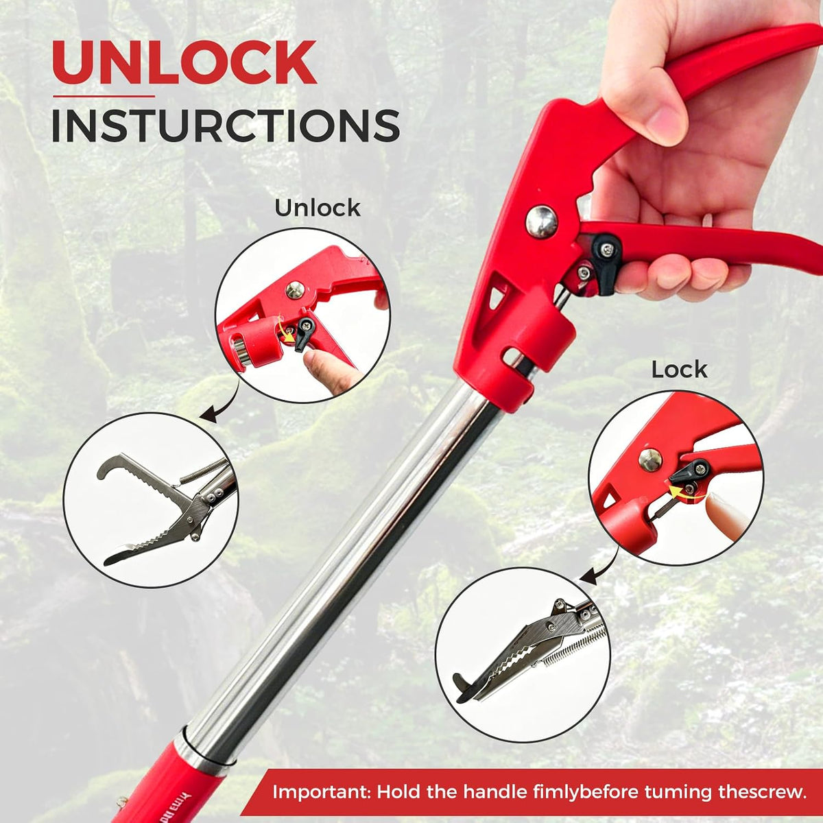 Snake Grabber Tool，50'' Folding Snake Grabber Tongs, 72'' Detachable Stainless Steel Snake Catching Net, Corrosion Resistance High Load Capacity Easy to Clean Maintain for Outdoor Snake Catching