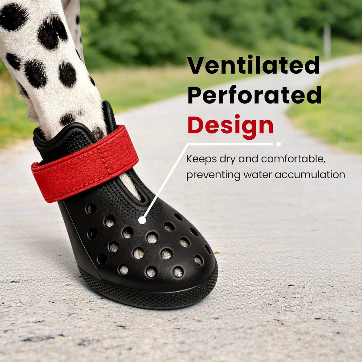 Dog Shoes for Hot Pavement - Comfortable Paw Protection for Medium & Large Dogs, Adjustable Strap & Non-Slip, Easy-Clean, Outdoor Sports Boots, Dog Booties for Summer Rain (Black, L)