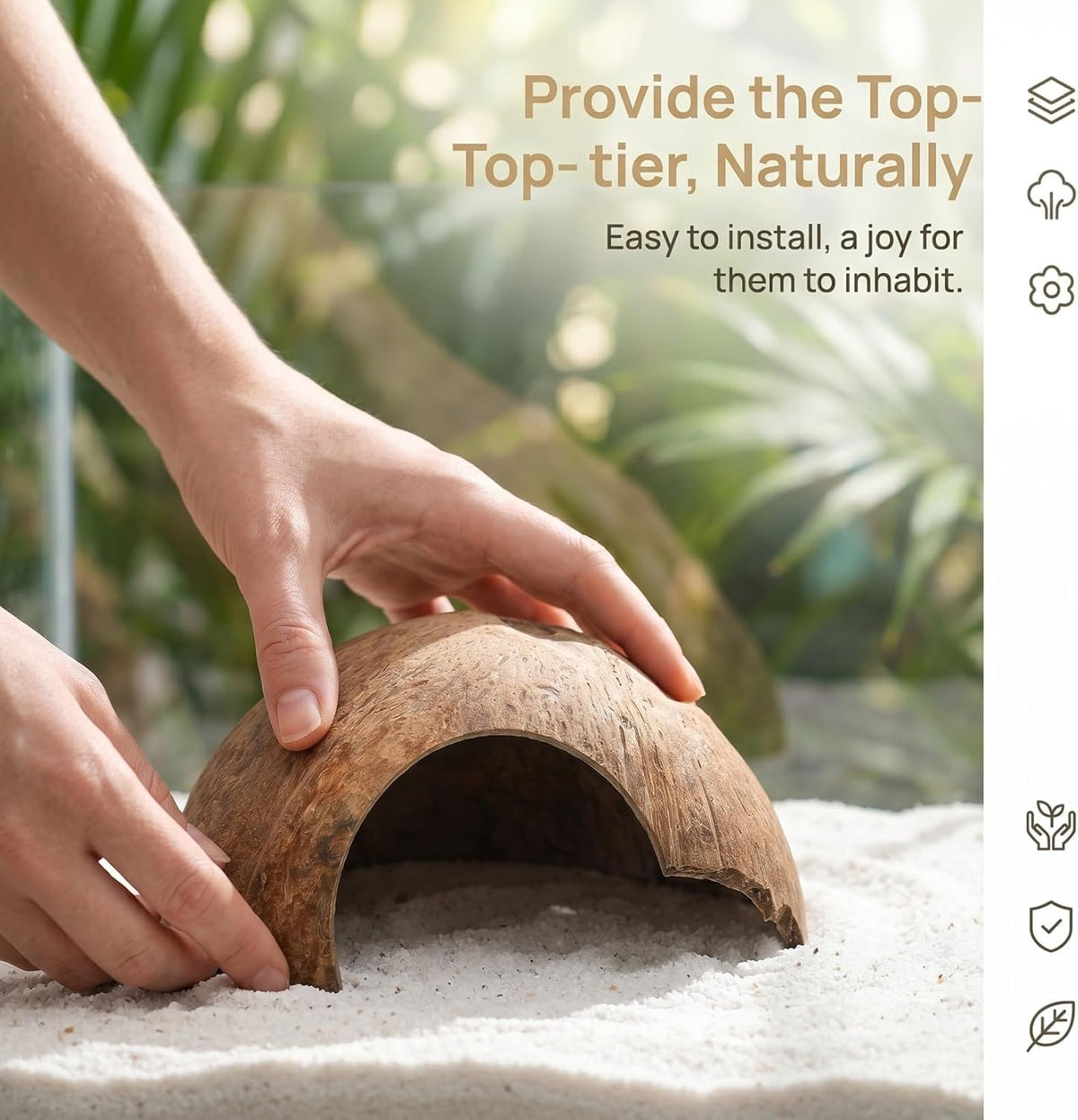 SHINEOFI Hermit Crab Hideout Coconut Shell Shelter with 8 Hermit Crab Shells Reptile Hide Cave Turtle Rest Hut Aquarium Habitat Decor for Fish Tanks and Reptile Containers