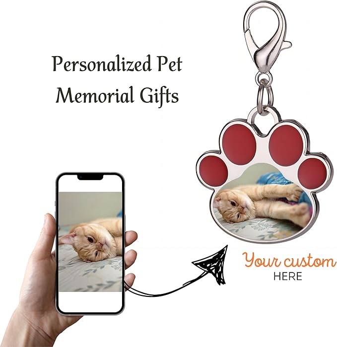 Custom Pet Photo Keychain Personalized Photo Pawprint Dog Tag Keychain Engraved - Image 5
