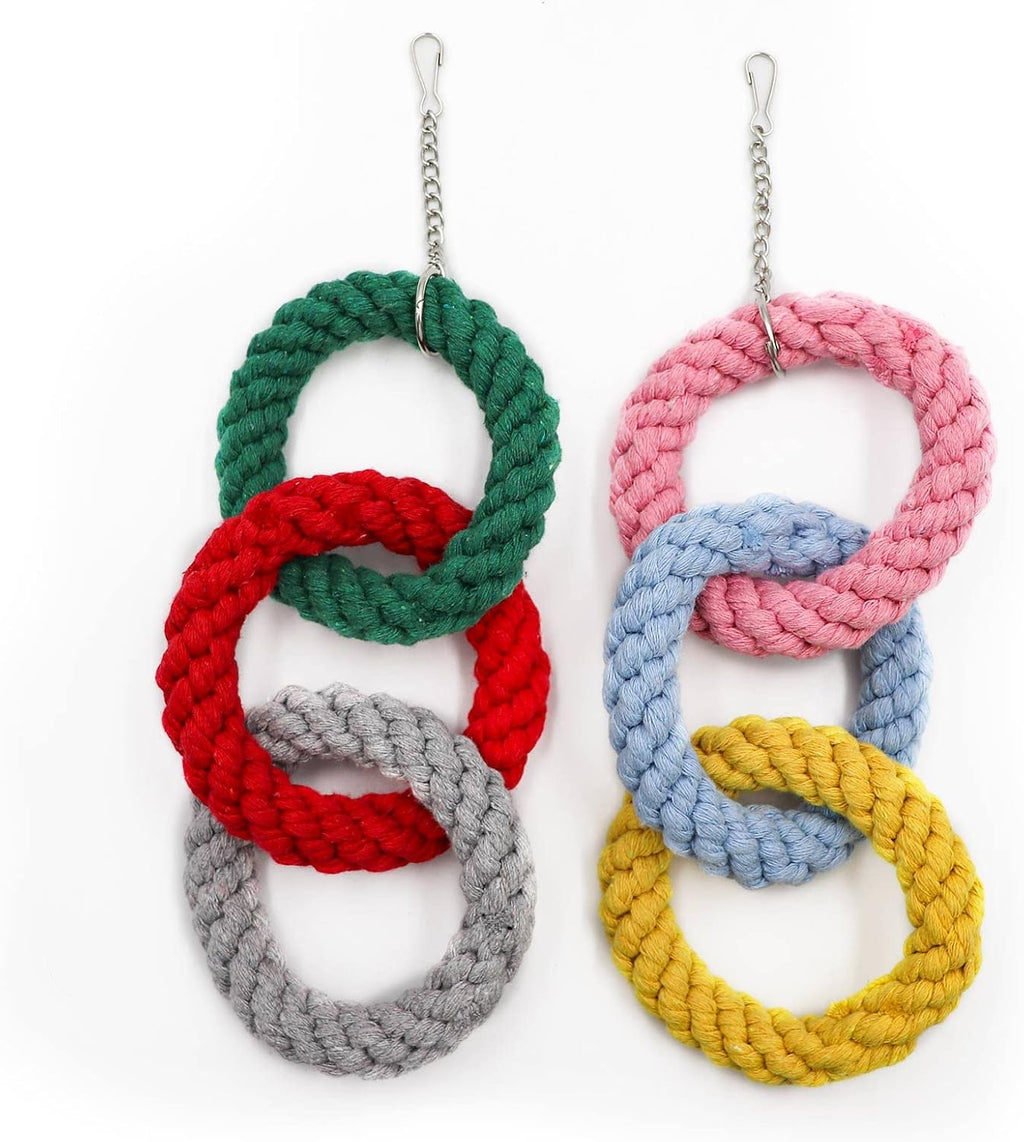Dnoifne 2 Pack Sugar Glider Hanging Three-Ring Climbing Toys, Colorful Sugar Glider Swing Toys, Pet Activity Structure For Parrot Hamster Chinchilla Squirrel Ferret Rat