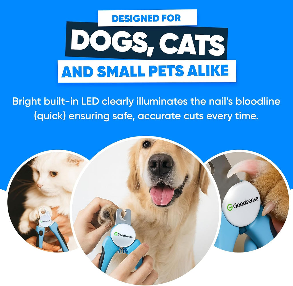 Dog Nail Clippers with LED Light – Safety Guard, Sharp Blades, Nail File Included – for Dogs, Cats & Small Pets