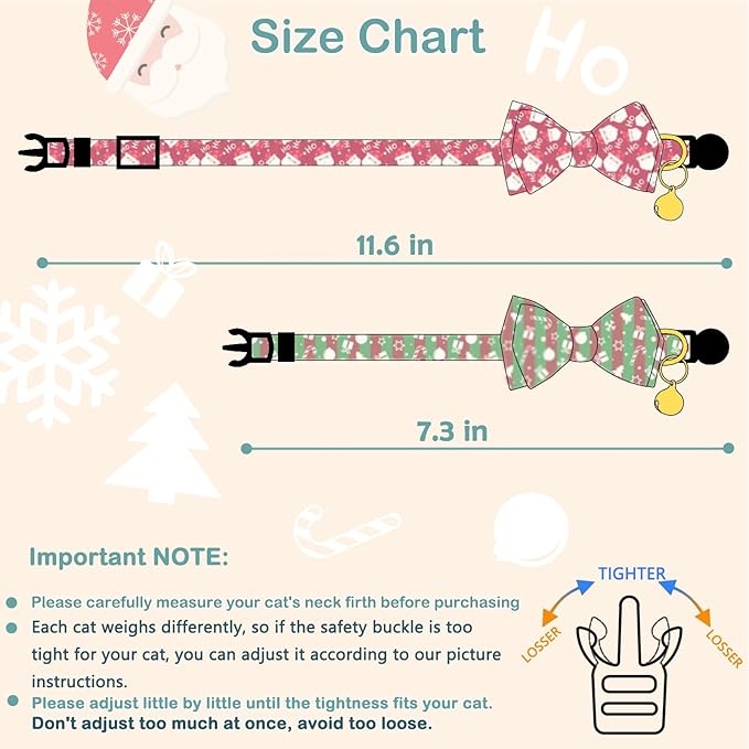 Faygarsle 2 Pack Christmas Cat Collars - Image 2