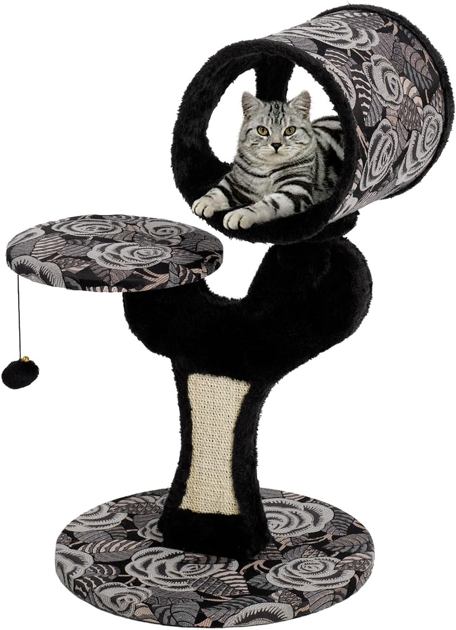 MidWest Homes for Pets Cat Tree | Tower Cat Furniture, 5-Tier Cat Tree w/Sisal Wrapped Support Scratching Posts & High Cat Look-Out Perch, Mushroom/Diamond Pattern, Large Cat Tree