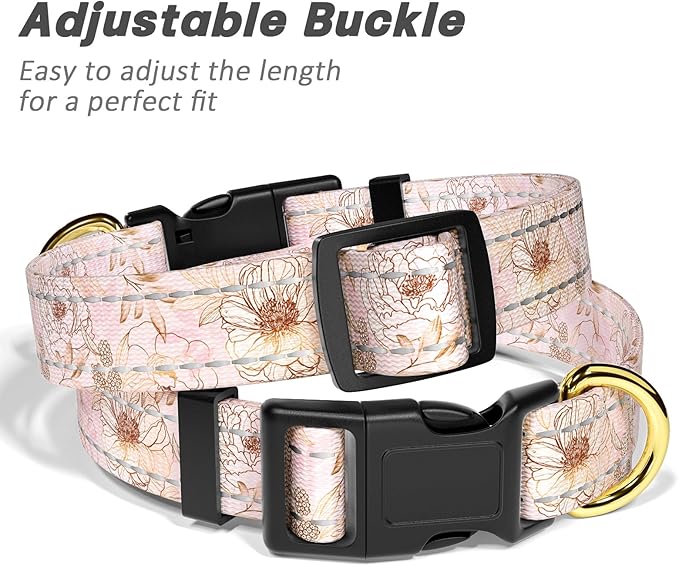 Reflective Dog Collar for Large Dogs, Cute Flower Theme Adjustable Heavy-Duty - Image 6