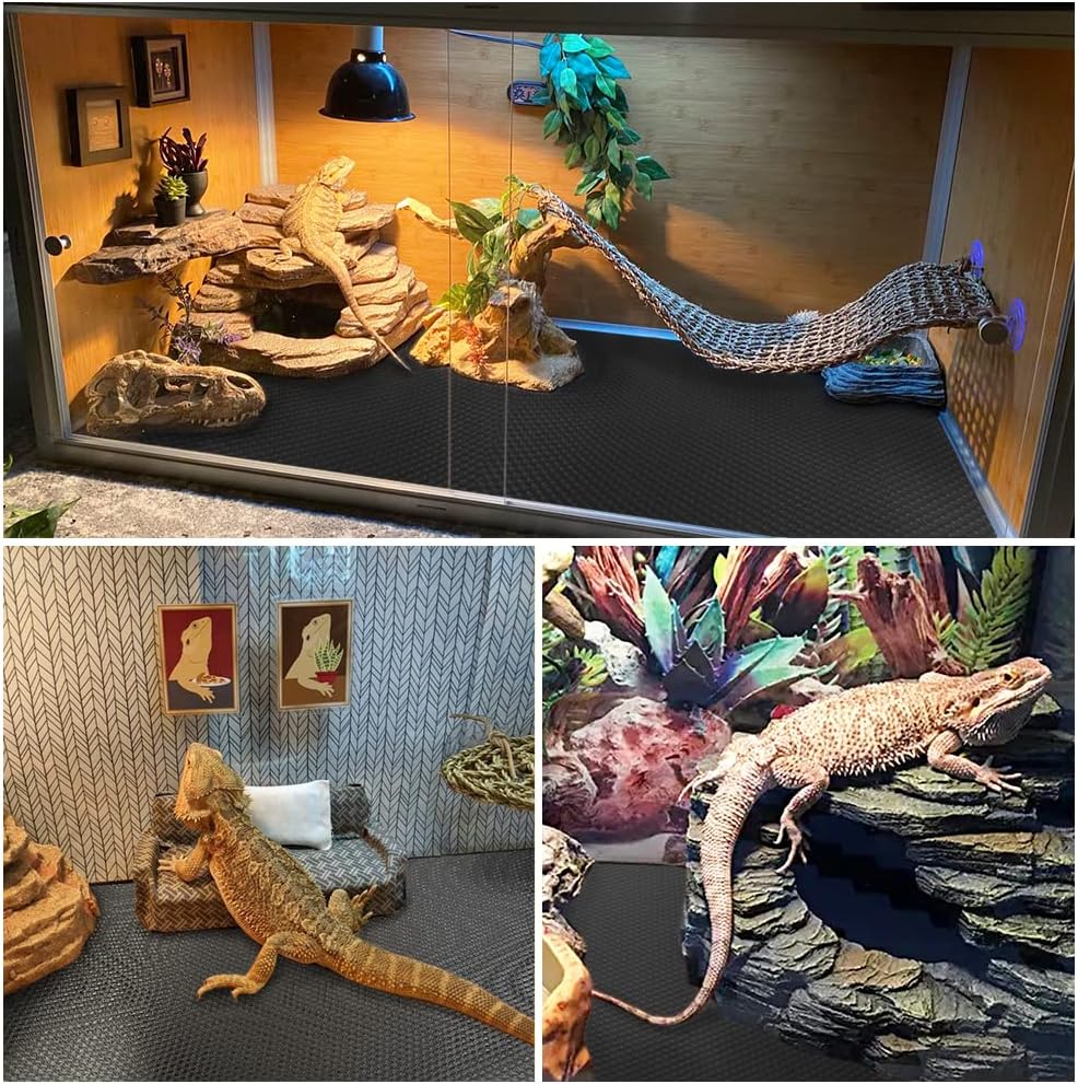 Reptile Carpet, Reptile Mat, Bearded Dragon, Leopard Gecko Substrate,Bearded Dragon Tank Flooring, Snake,Tortoise Bedding, Bearded Dragon Tank Accessories (18"X 79", 2 PCS)