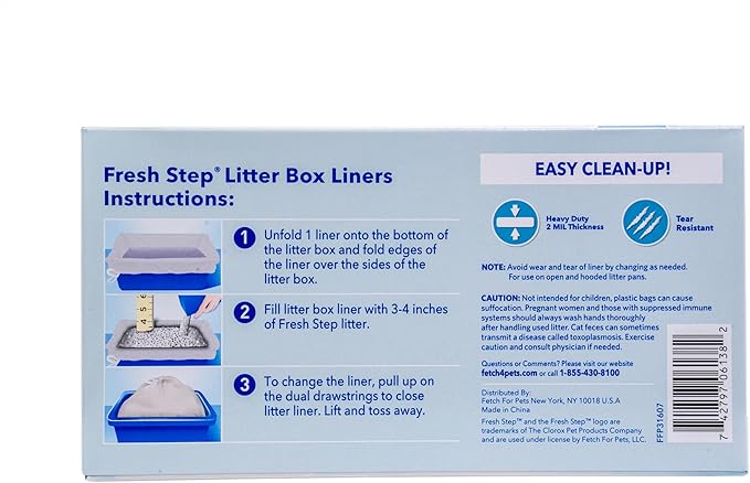 Fresh Step Jumbo Drawstring Cat Litter Box Liners, Unscented Heavy Duty Kitty - Image 5