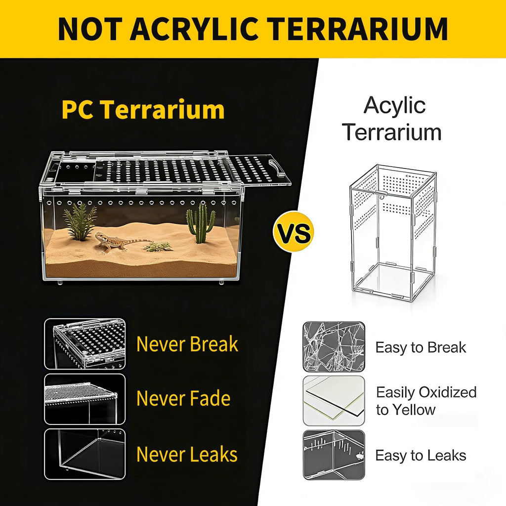 【No Assembly】 Reptile Tank Enclosure with Magnetic Button.12" * 8" * 6" Thicken Snake Enclosure Cage,Batch Stackable Reptile Breeding Tank for Insect,Fish,Tarantula,Hermit Crab,Jumping Spider