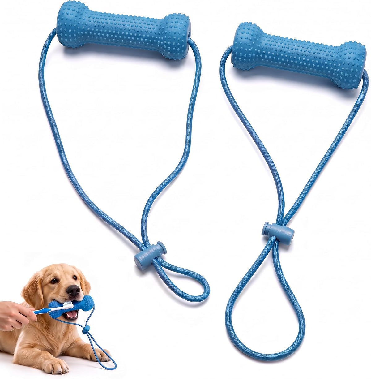 Dog Toothbrush Helper & Chew Toy, Dual-Action Dental Prop Mouth Opener for Easier Brushing, Reusable Oral Care Tool for Small Medium Large Dogs (2 PCS)