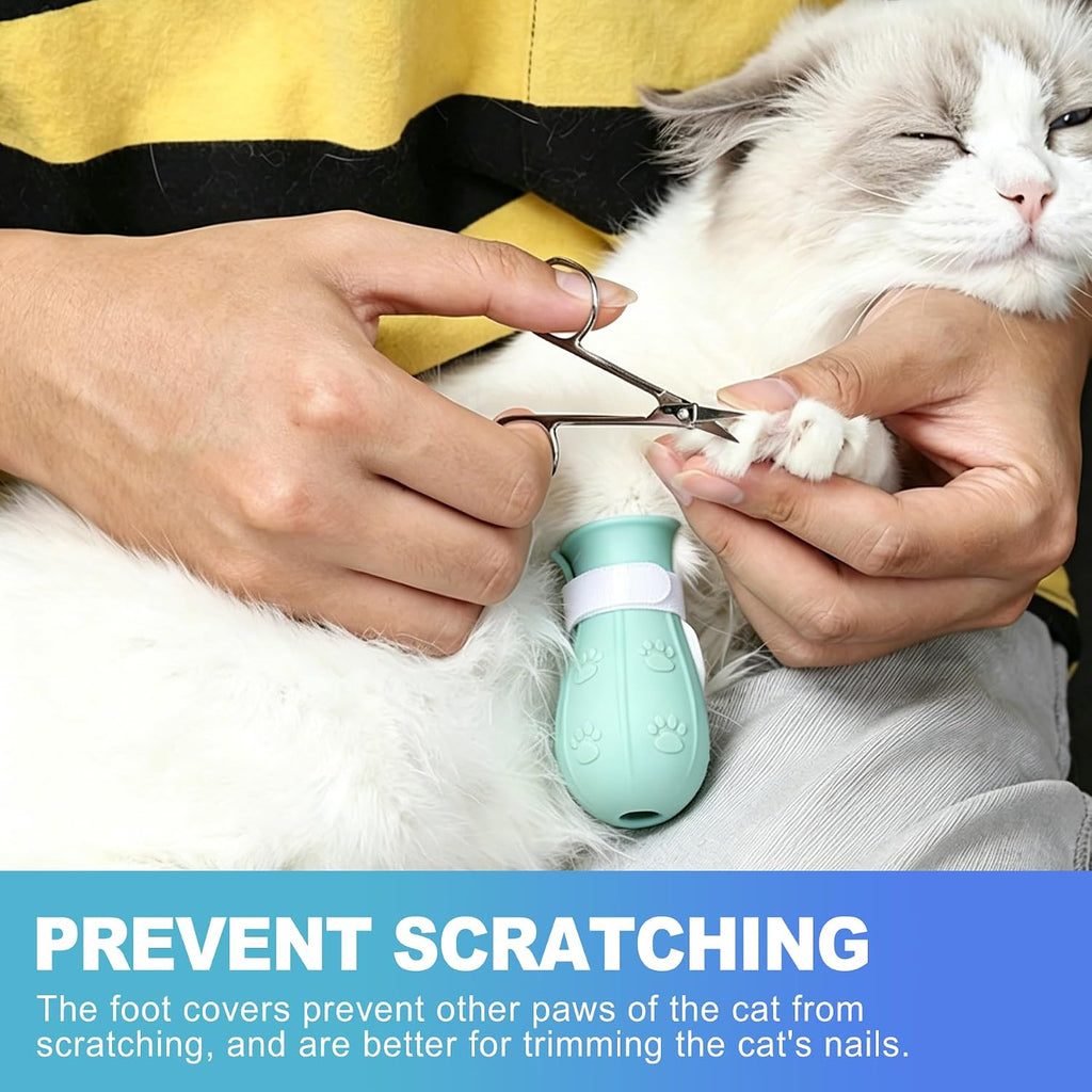 CoguZed 5 Pack Adjustable Cat Muzzle for Grooming, Breathable Anti-Bite Cat Muzzles for Cats, Grooming Muzzle with Paw Covers for Nail Trimming Vet Visits Bathing