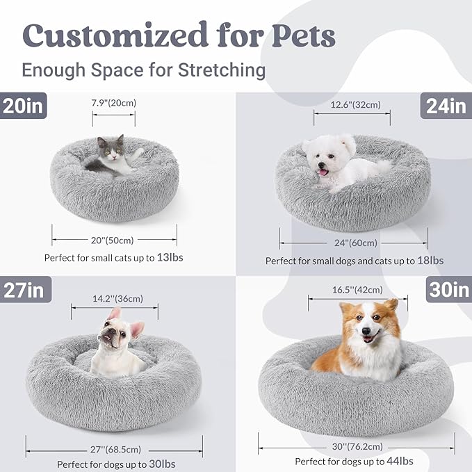 rabbitgoo Cat Beds for Indoor, 20 inches Machine Washable, Fluffy Round Pet Bed - Image 5