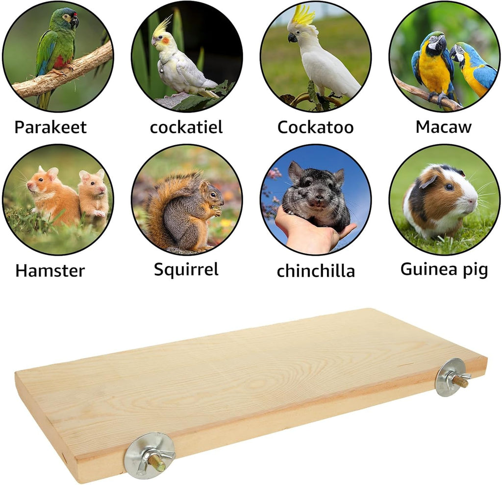 4 Pack Bird Perch Stand 12.4×5.3 Inch Parrot Wood Platform Rectangle Wood Perch Stand Board Shelf for Parrots Birds Budgie Parakeet Cockatiel Hamster Chinchilla Gerbil
