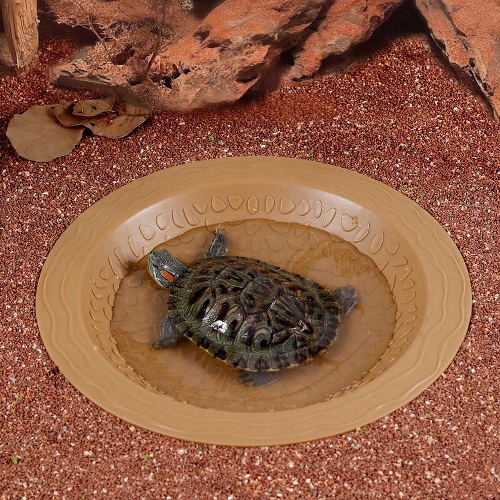 Turtle Bathing Pool Small, Resin Water Dish Feeding Bowl with Gentle Slope