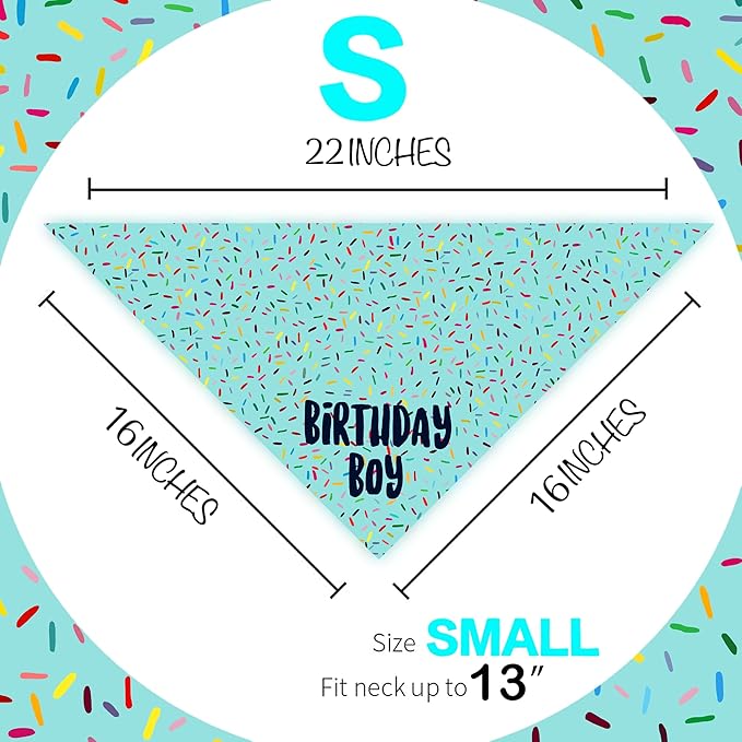 Birthday Boy Dog Bandanas 1 Pack, HBD Pet Scarves - Image 2
