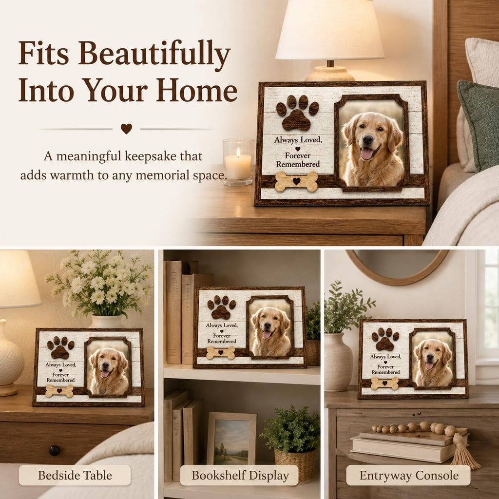 Dog Memorial Gifts for Loss of Dog, Wooden 4x6 Remembrance Photo Frame