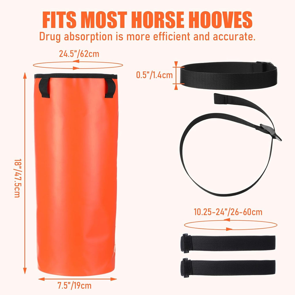 4 Pcs Easy Use Hoof Soaking Boot for Horse Soaker Bag, Hoof Care Treatment Bucket with EVA Pad and Elastic Band, 2 Pairs Horse Soaker Bag for Common Equine Hooves Ailment Problem