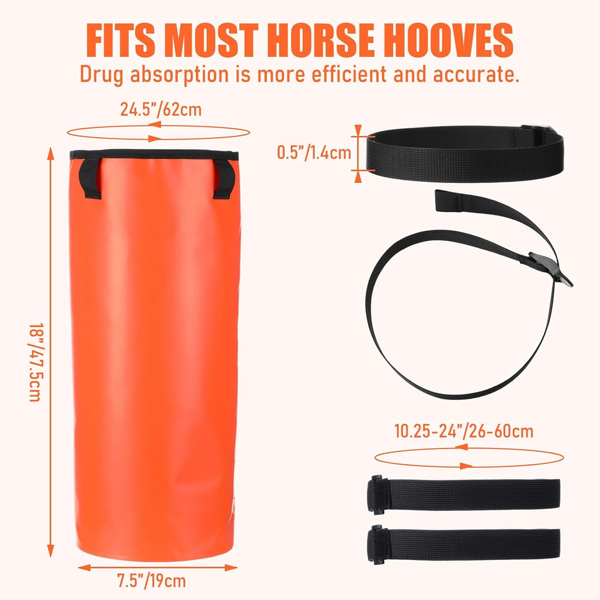 4 Pcs Easy Use Hoof Soaking Boot for Horse Soaker Bag, Hoof Care Treatment Bucket with EVA Pad and Elastic Band, 2 Pairs Horse Soaker Bag for Common Equine Hooves Ailment Problem