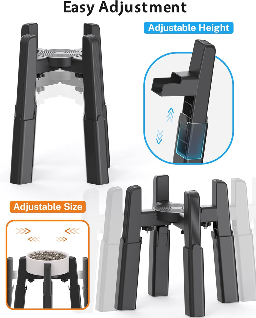 CZPET Dog Bowl Stand with Adjustable Height and Width [Stand Only]