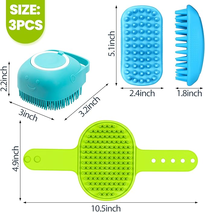 Comotech 3PCS Dog Bath Brush | Dog Shampoo Brush |Scrubber - Image 7