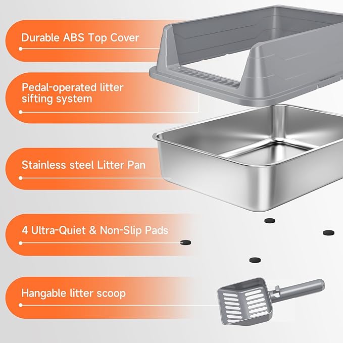 Stainless Steel Cat Litter Box, Odor Free Metal Litter Box - Image 5