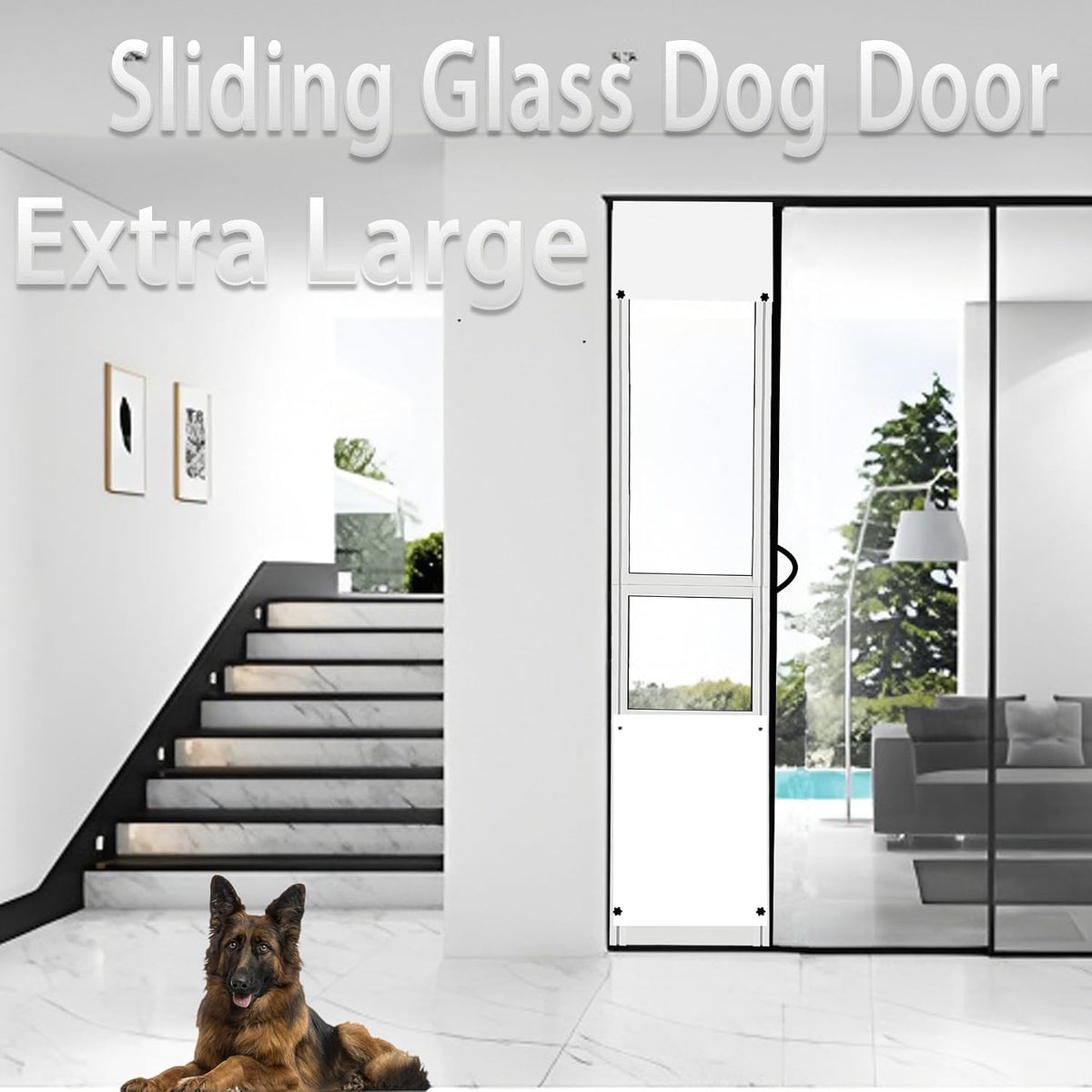 XL Dog Door for Sliding Glass Doors,91.73"-97.64" Adjustable Height