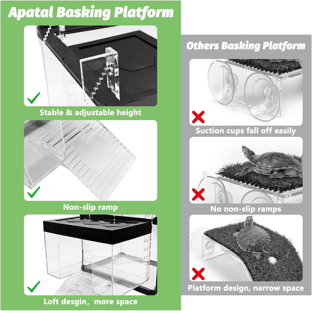 Turtle Basking Platform 11.81 x 7.87 x 7.87inch Hanging Basking Platform for Aquatic Turtles with Lid and Ramp Adjustable Reptile Ramp Dock Turtle Tank Accessories (Large)