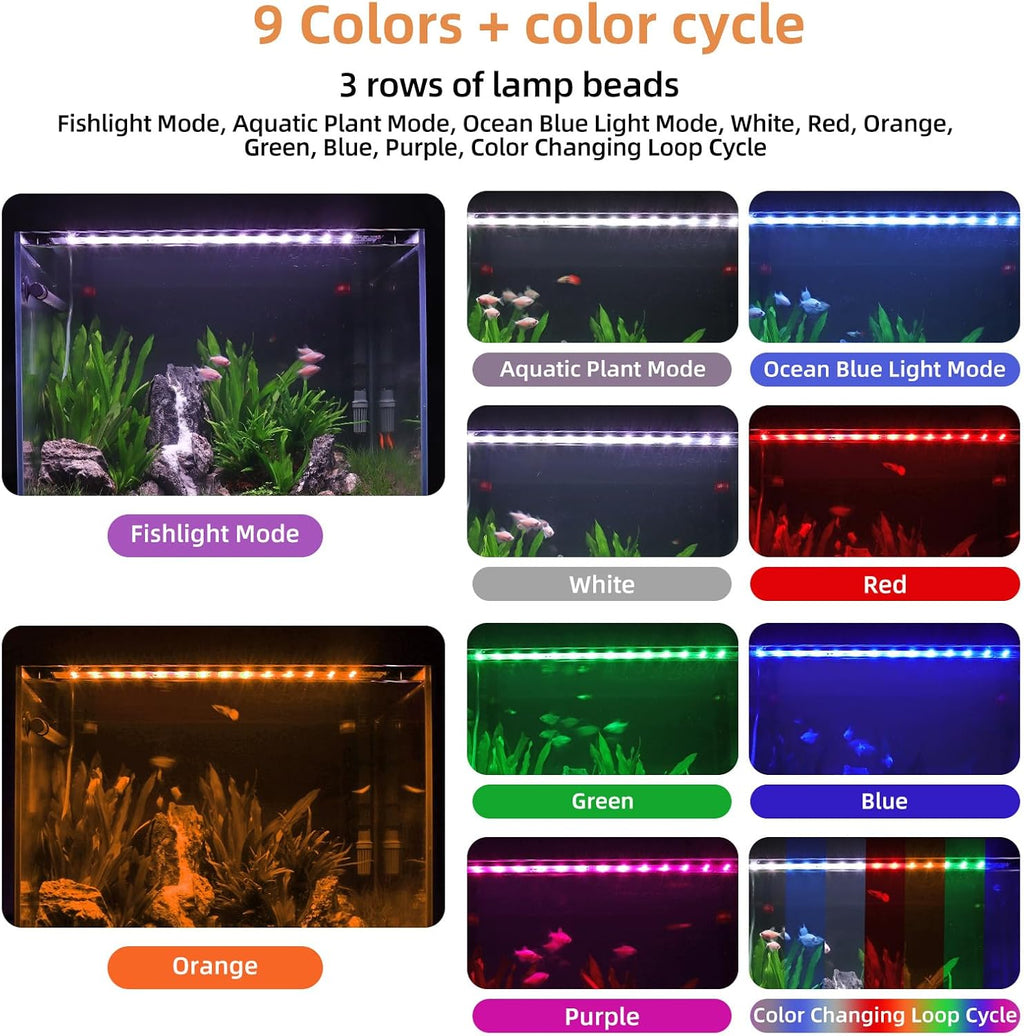 hygger LED Aquarium Light, 26W Full Spectrum Fish Tank Light with Multi-Color Timer DIY Mode 24/7 Natural Mode, Adjustable Brightness, Aquarium Plant Light with Extendable Brackets for 32~37IN Tank