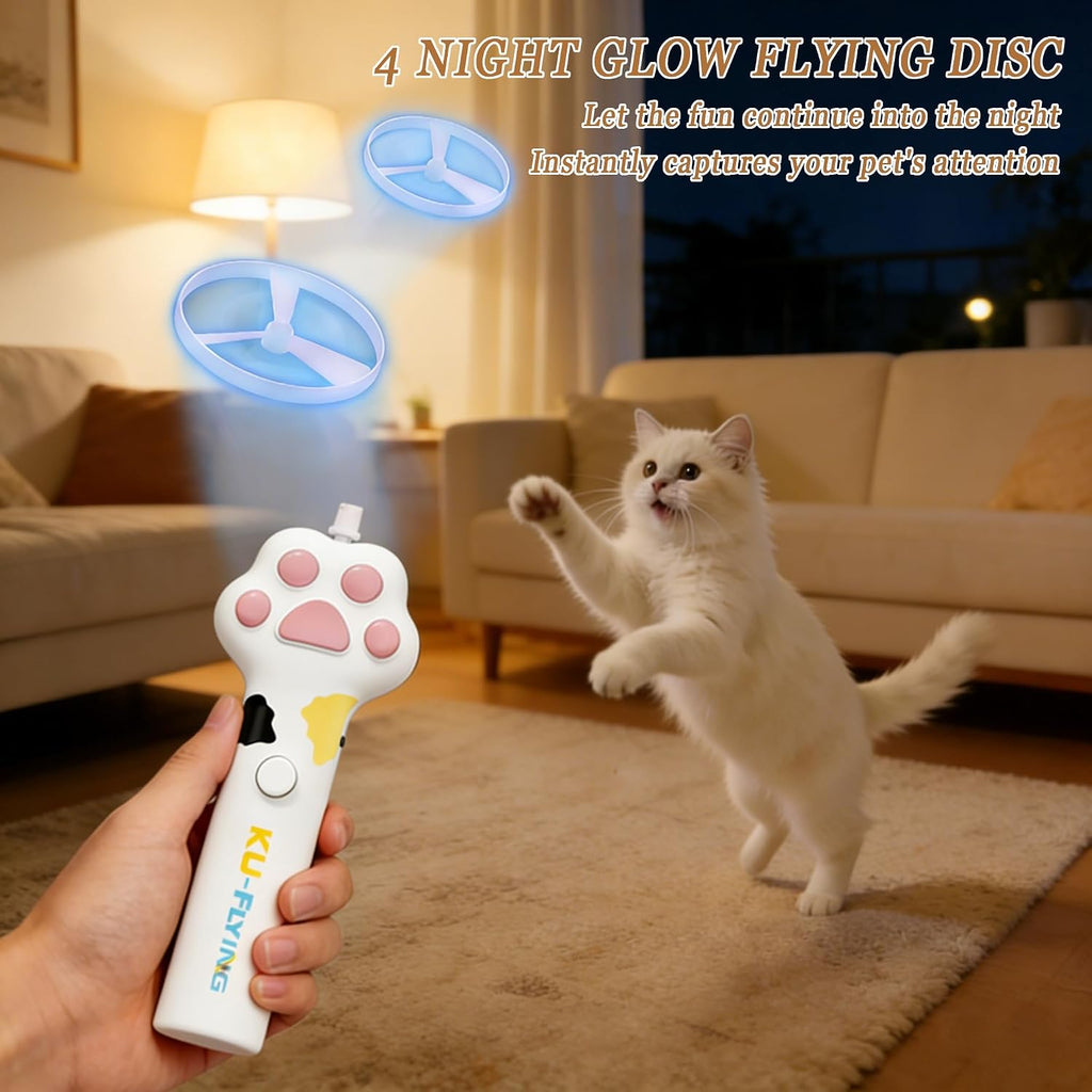 Cat Toy Disc Launcher,Rechargeable Interactive Cat Fetch Toy with 10 Discs
