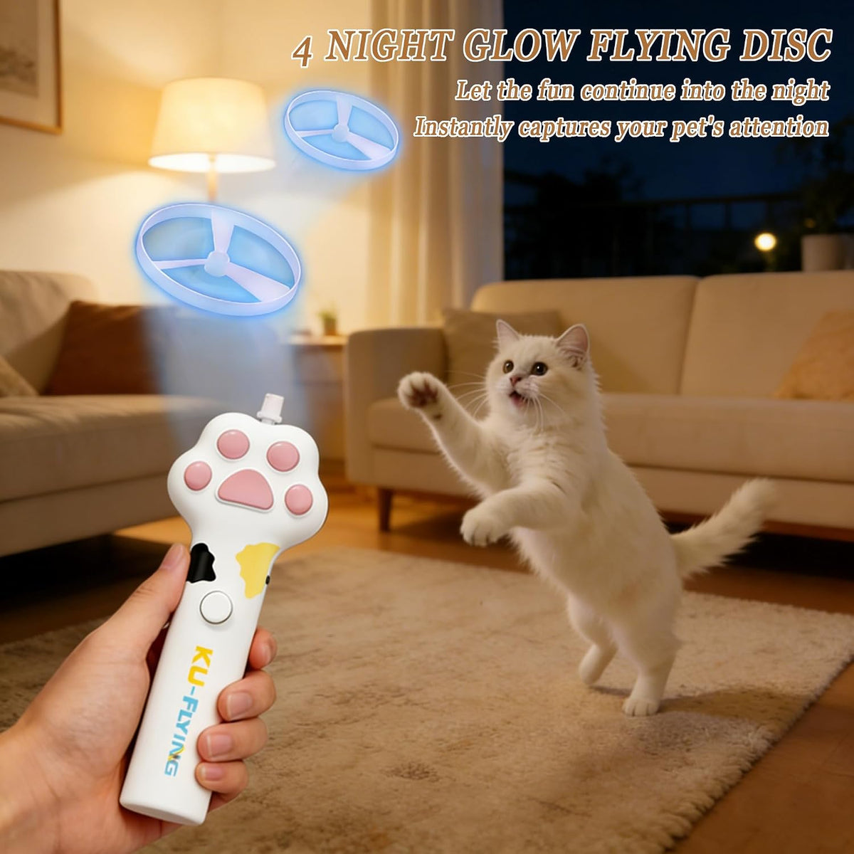 Cat Toy Disc Launcher,Rechargeable Interactive Cat Fetch Toy with 10 Discs