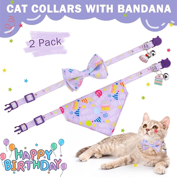 SCENEREAL Cat Bandana Collar for Birthday - Image 9