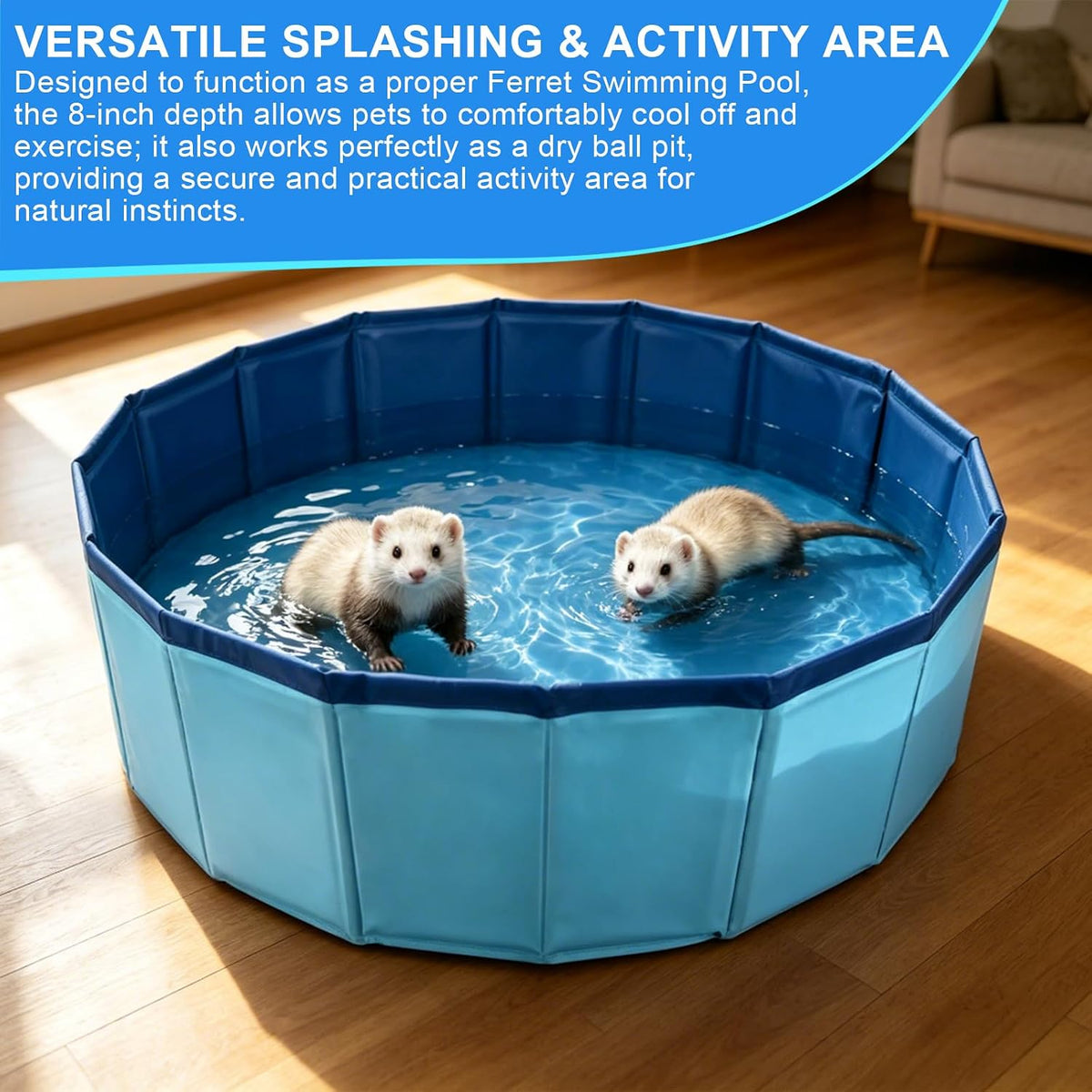 24" x 8" Ferret Ball Pit, Ferret Swimming Pool, Small Animal Playpen for Ferret, Rabbit, Cat, Guinea Pigs (Excluding the Ball)