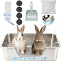 BWOGUE Large Stainless Steel Rabbit Litter Box with Grid, Bunny Litter Box