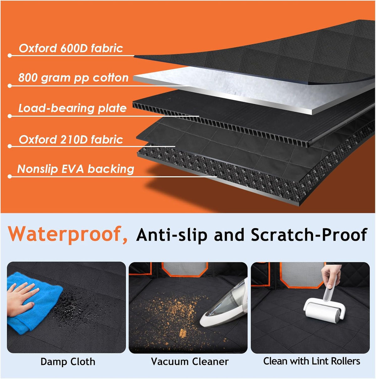 Manificent Back Seat Extender for Dogs, Hard Bottom Dog Car Seat Cover for Back Seat Bed for Car Camping Mattress, Dog Hammock for Car Travel Bed, Car Bed Mattress for Car SUV Truck