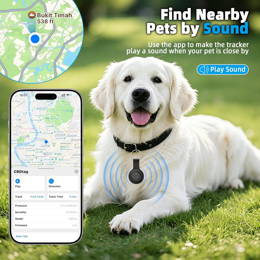 GPS Tracker for Dogs, Smart Dog Tracker with Real-Time Location, for Android and iPhone No Monthly Fee & No SIM Card- Pet Location Tracker with Holder, IP68 Waterproof, Indoor & Outdoor Pet Safety Use
