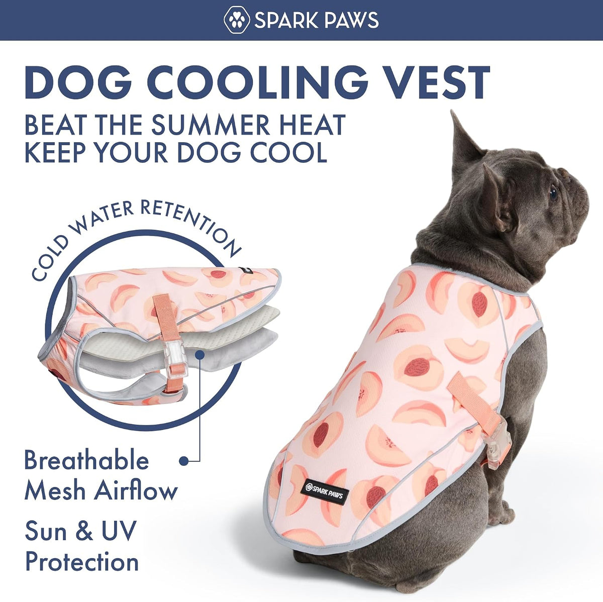 Spark Paws Dog Cooling Vest - Evaporative Summer Cooling, SPF-50 Protection