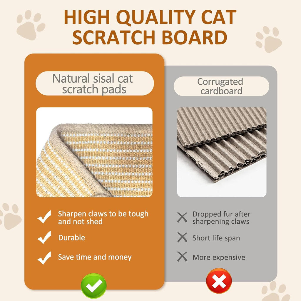 Extra Large Cat Scratching Lounge - Multi-Layer Solid Wood & Sisal, XXL Cat Scratcher and Bed for Large Cats, Furniture Protector with 110lb Capacity