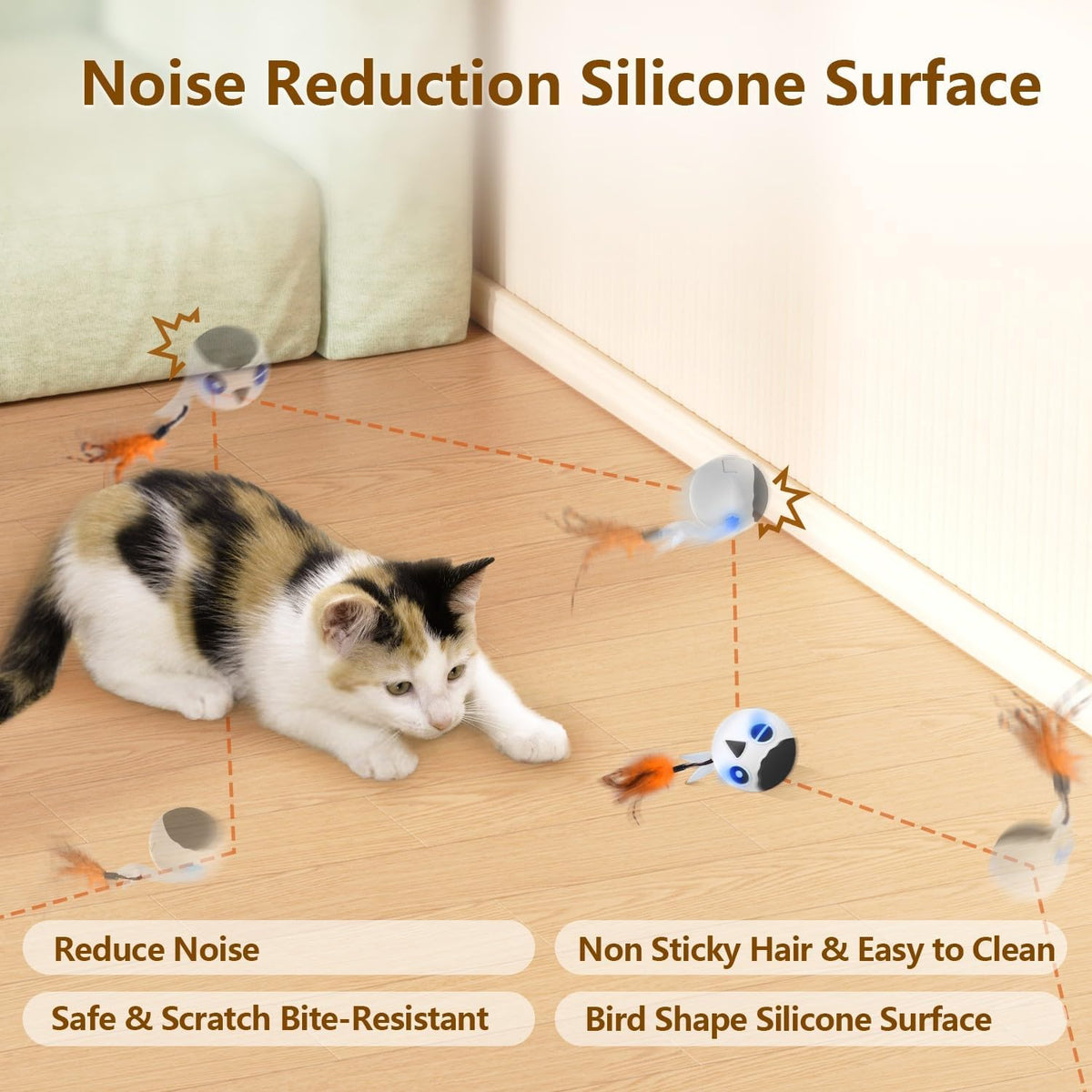 Cat Toys Ball, Smart Motion Sensor Moving Ball with 4 Sounds& 3 Speed Modes