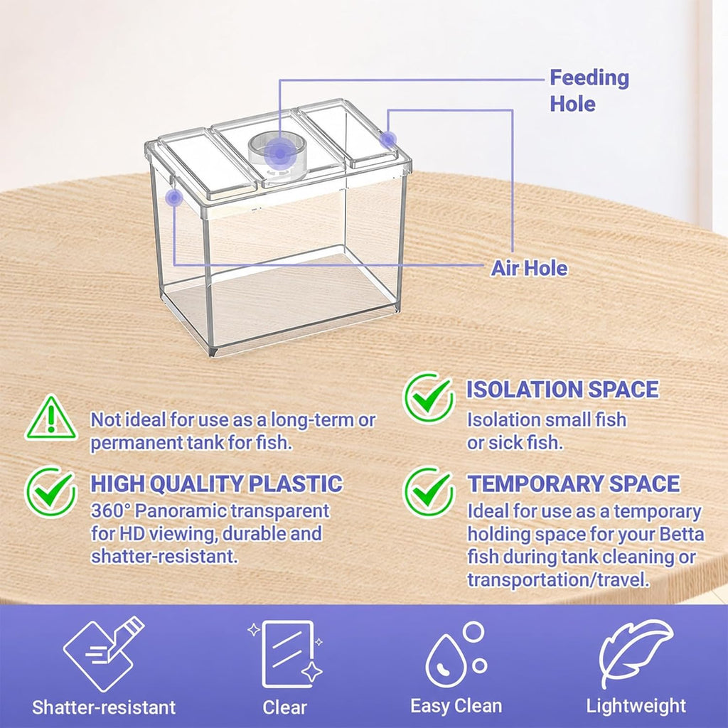 MoonOrange Mini Betta Fish Tank, Small Fish Bowl for Temporary Space, 0.2 Gallon Stackable Cube Tank with Artificial Plants and Gravels for Small Fish, Insect, Shrimp, Crab, Spider.(Pack-2)