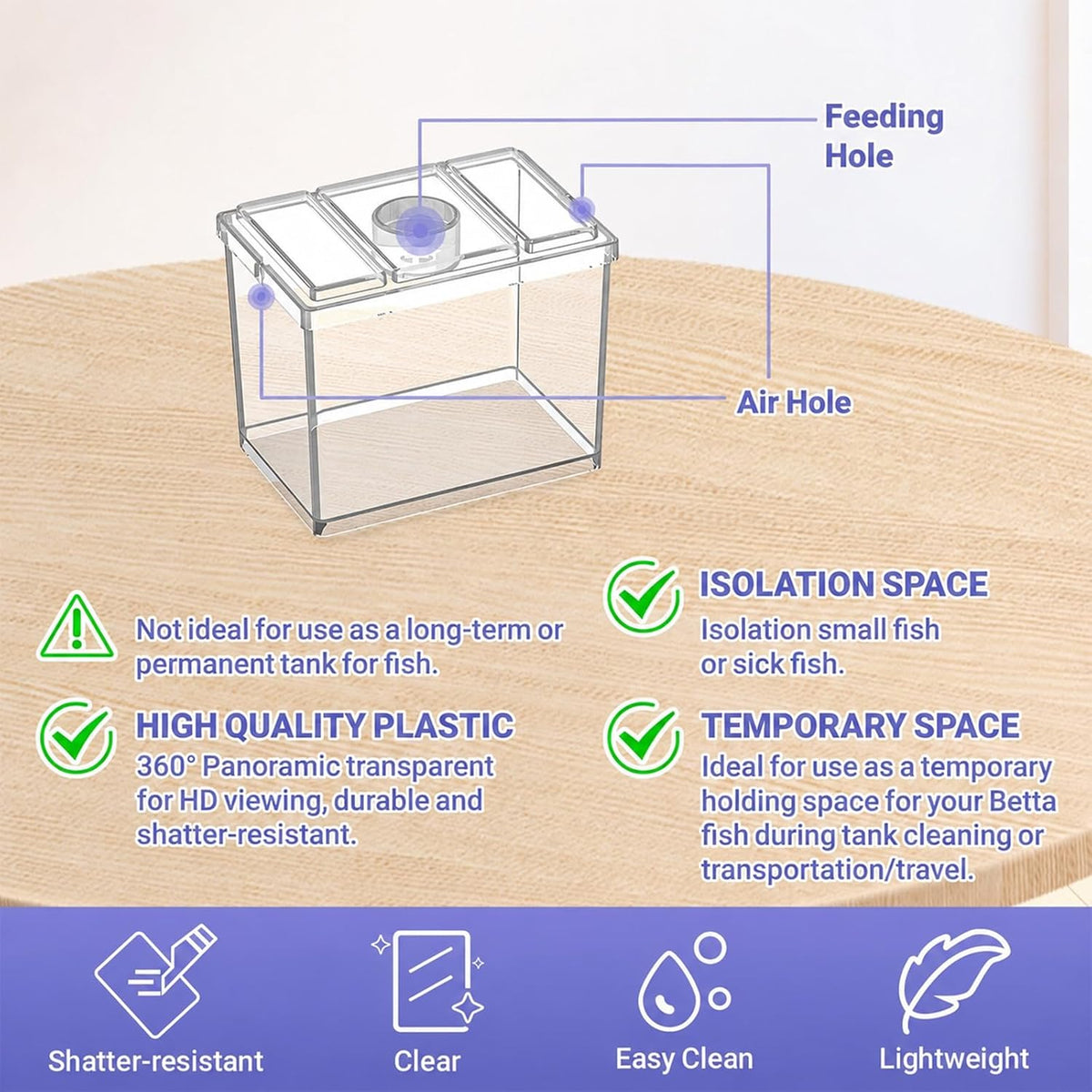 MoonOrange Mini Betta Fish Tank, Small Fish Bowl for Temporary Space, 0.2 Gallon Stackable Cube Tank with Artificial Plants and Gravels for Small Fish, Insect, Shrimp, Crab, Spider.(Pack-2)