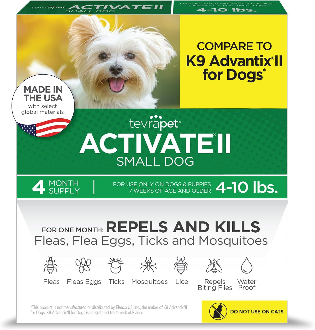 TevraPet Activate II Flea and Tick Prevention for Small Dogs, 4-10 lbs