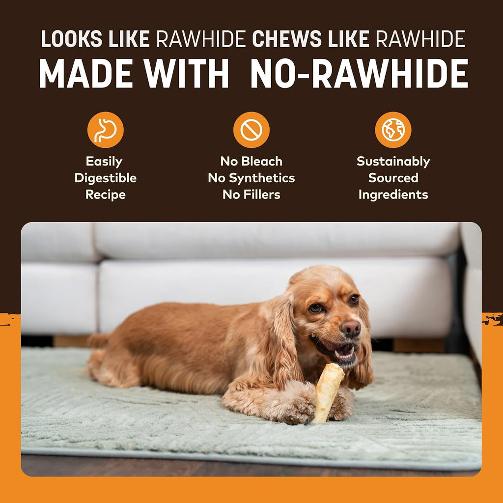 Earth Animal No Hide Dog Chews - Long Lasting Small Rolls, Chicken, 6 Count