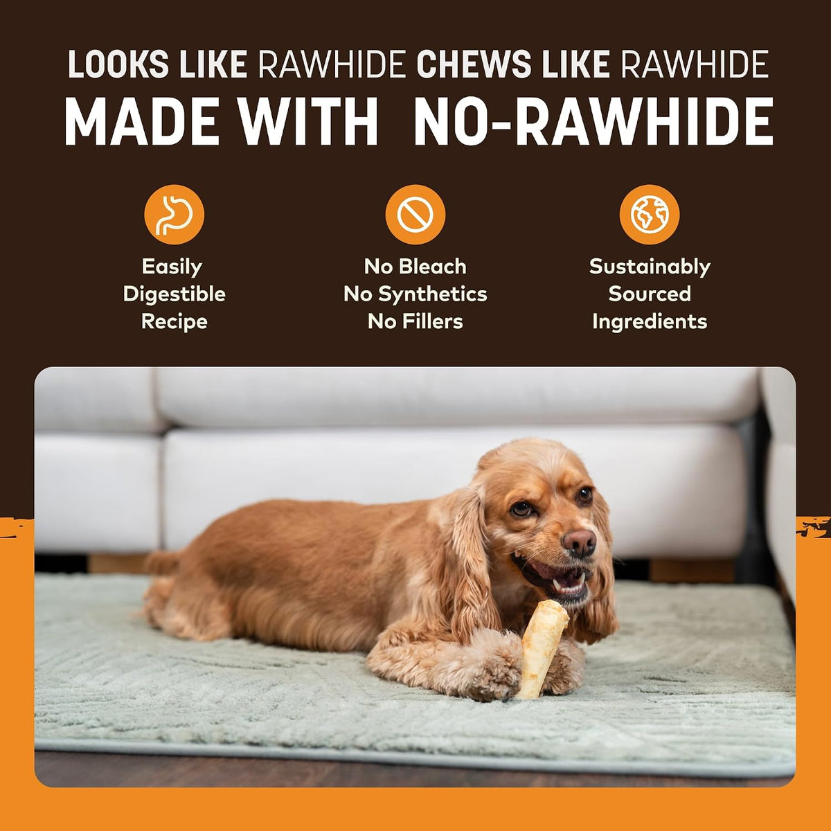 Earth Animal No Hide Dog Chews - Long Lasting Small Rolls, Chicken, 6 Count