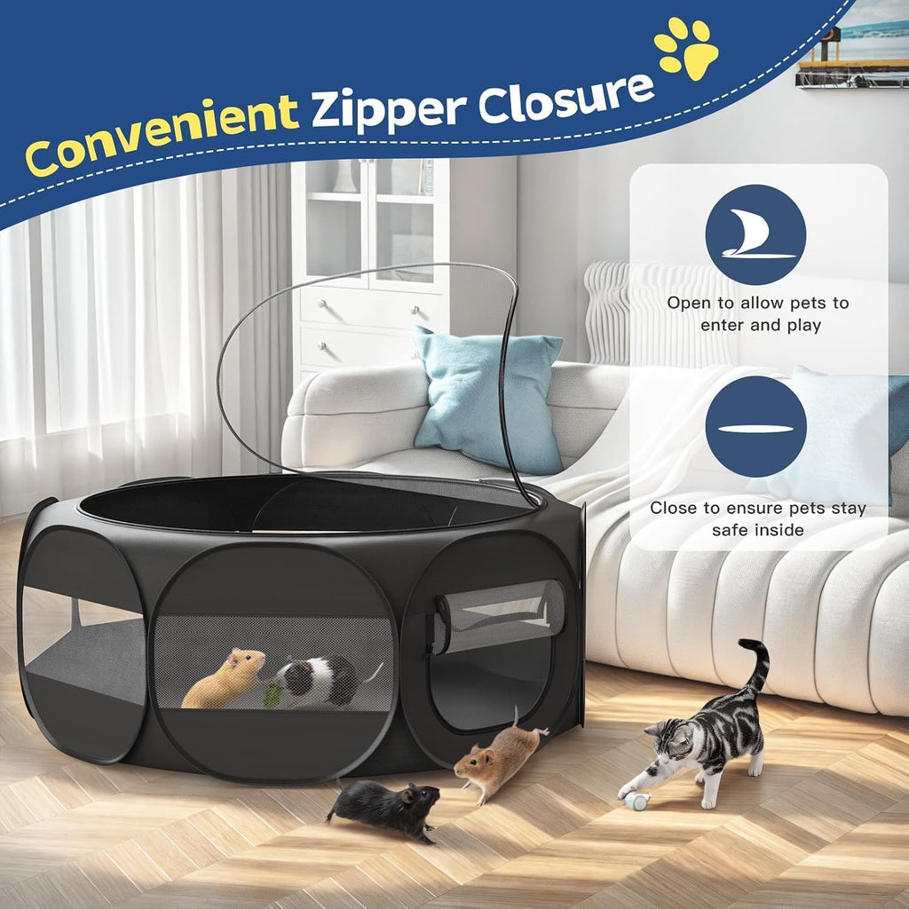 VavoPaw Small Animal Playpen, Chicken Brooder Box with Cover Top, Black