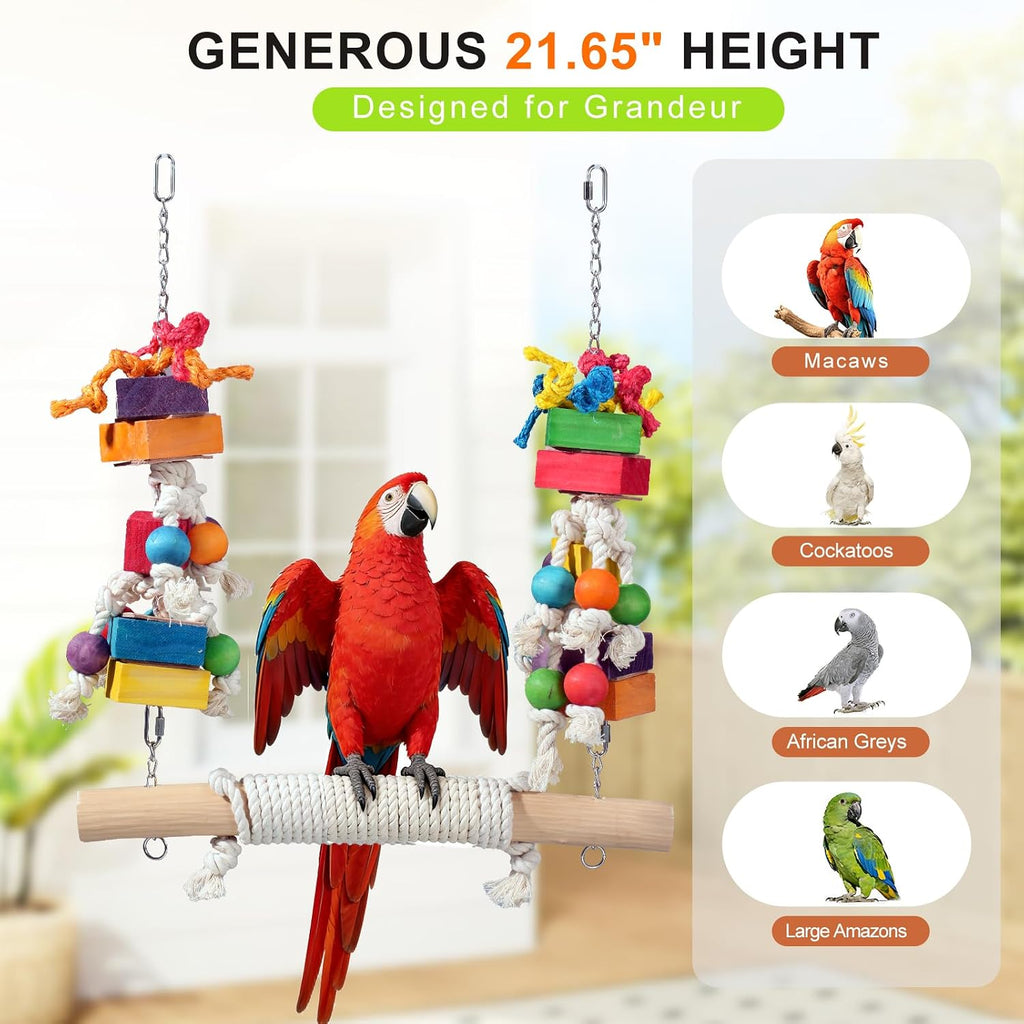 Ultra Large Bird Swing Perch Toys for Macaws.21.6" &4LB Refillable Chew Toy