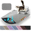 Extra Large Cat Litter Mat XXL, Double Layer Honeycomb, Gray