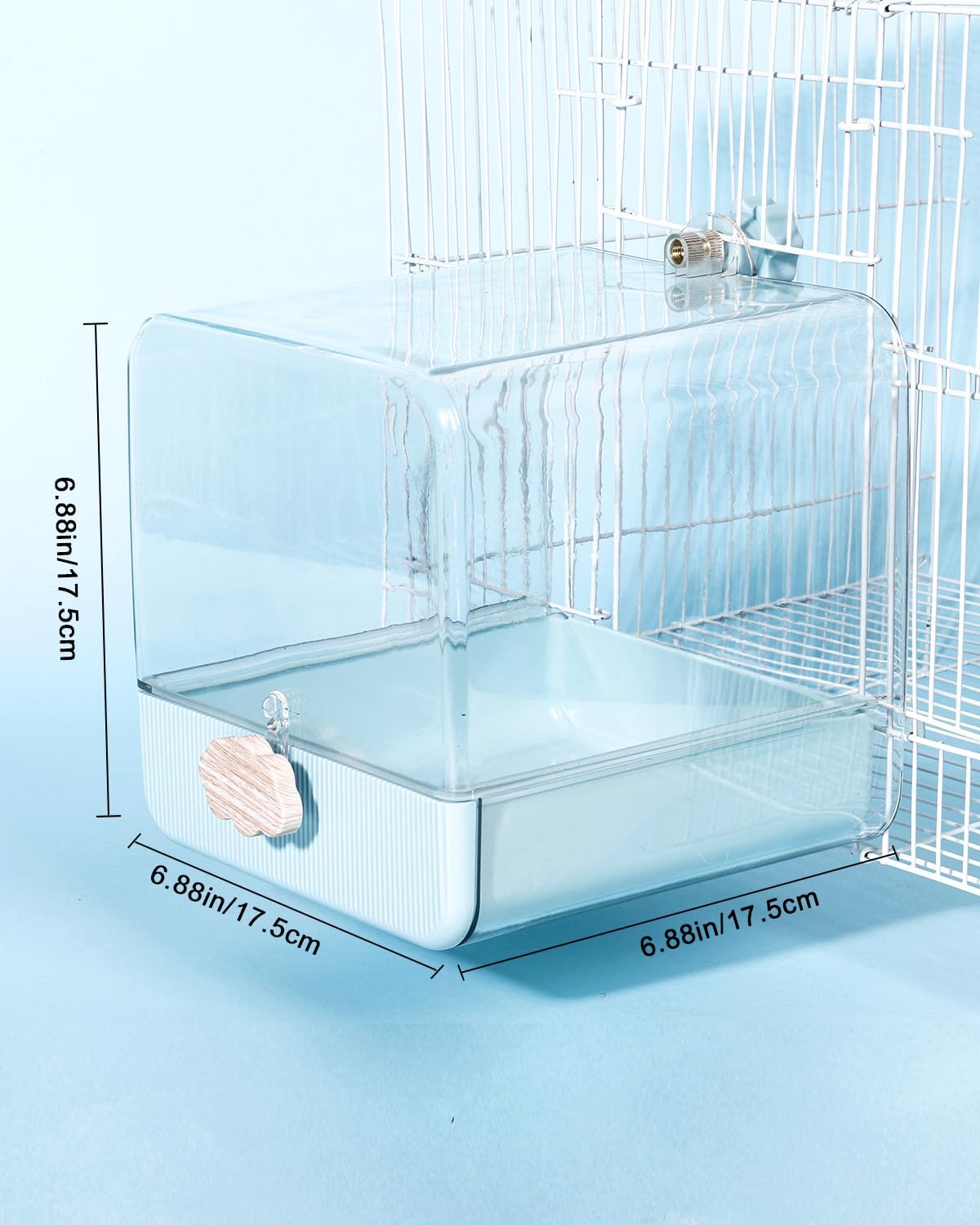 Hanging Bird Bath for Cage, 3 in 1 Multifunction Bird Bath/Bowl/House, Bird Cage Accessories Suitable for Small to Medium Birds Parakeet, African Grey, Conure, Cockatiel(6.8X6.8X6.8 inch Turquoise)
